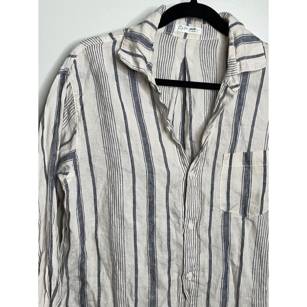 Free People CP Shades Linen Stripe Button-down Shirt Oversized Size XS NEW - Picture 6 of 8